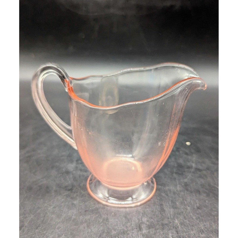 Vintage Fostoria Glass Pink Rose Line 2375 Fairfax Footed Creamer 3 .75""‎